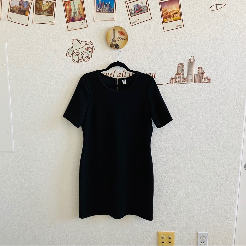Old Navy Black Ribbed Knee Length Dress M